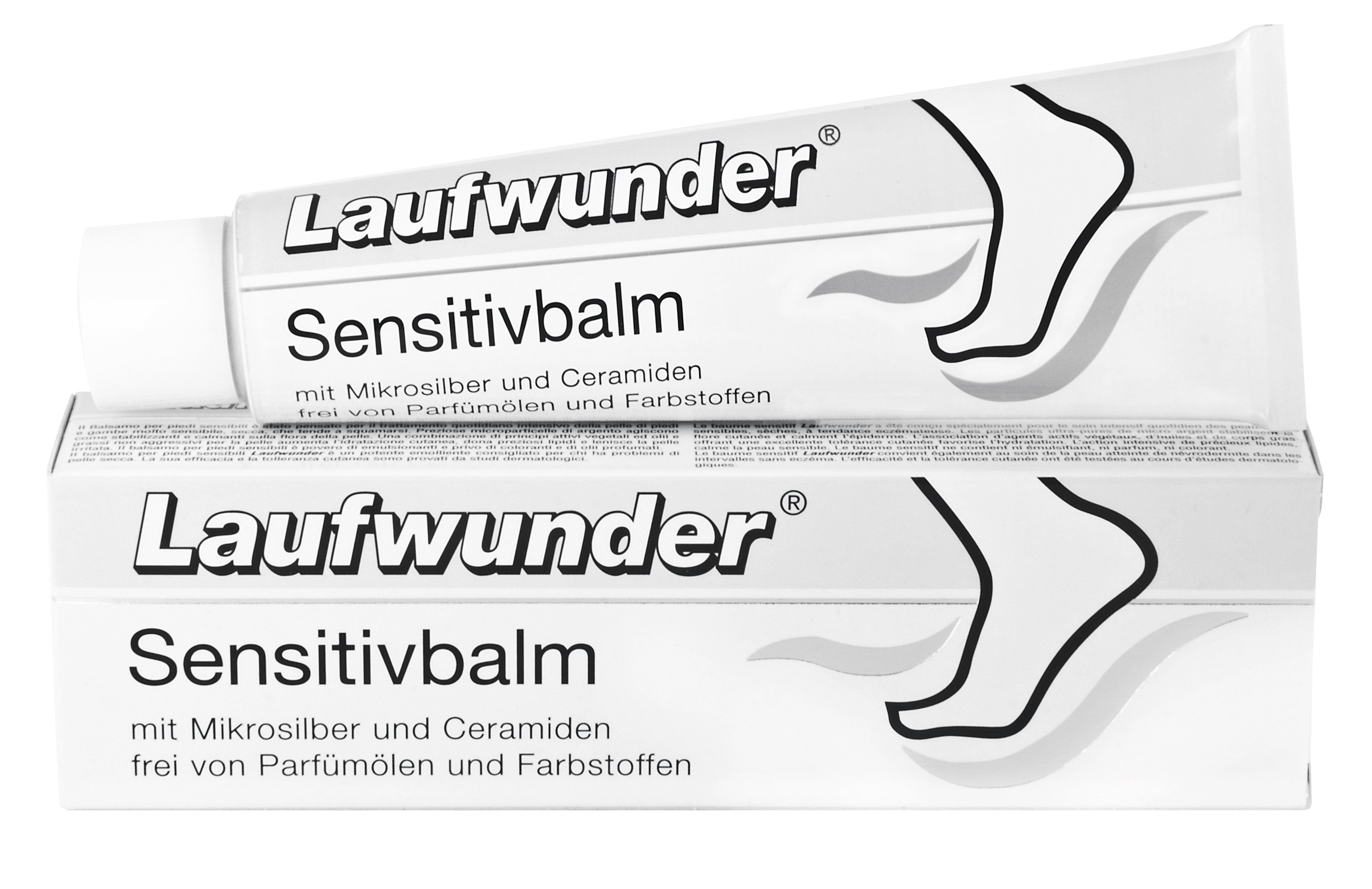 Бальзамы для ног:  Laufwunder -  Бальзам для чувствительной кожи ног с микрочастицами серебра и церамидами (75 мл)