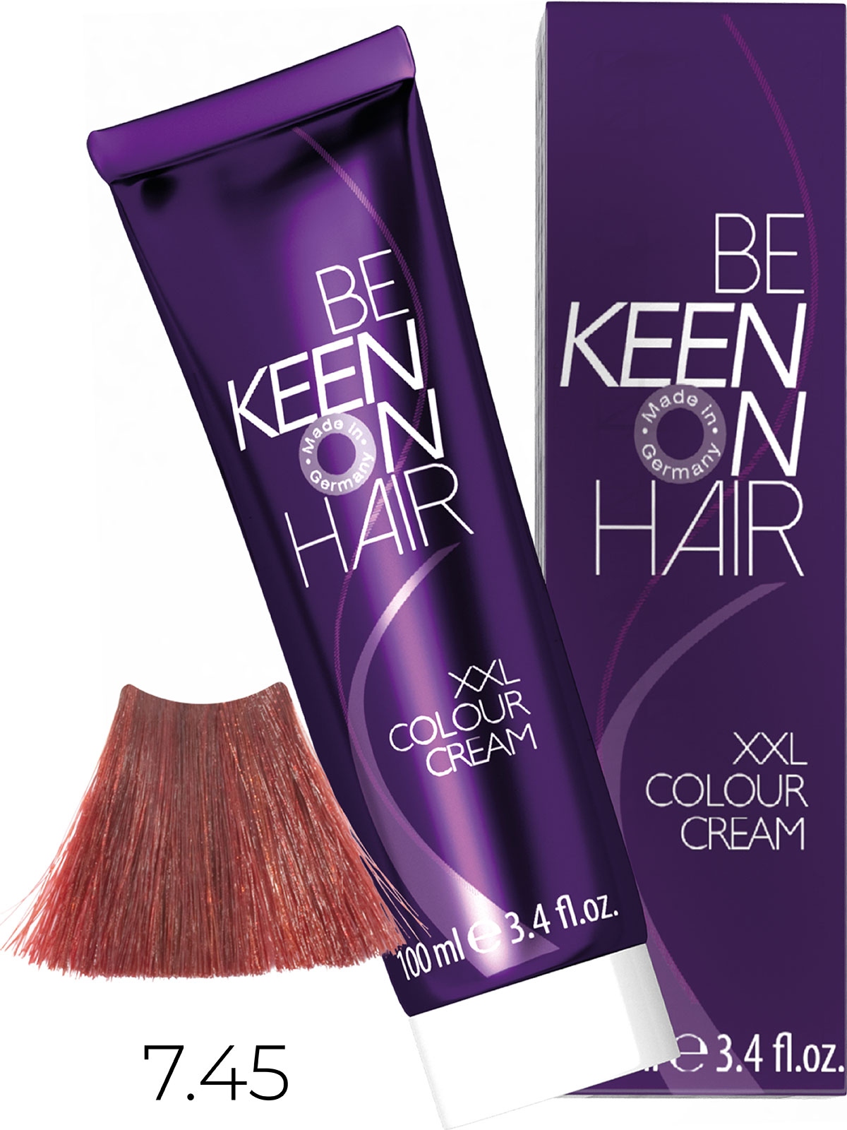Оттеночные красители:  KEEN -  Крем-краска для волос KEEN COLOUR CREAM XXL 7.45 Натуральный медно-красный блондин Mittelblond Kupfer-Rot